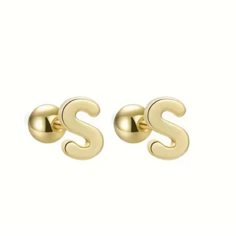 Initial 'S' Stud Earrings